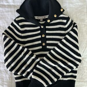 J. Crew Ribbed Cotton Button Collar Sweater